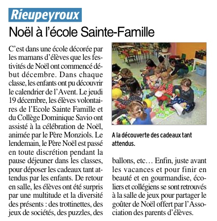 Rieupeyroux – Ecole Sainte Famille